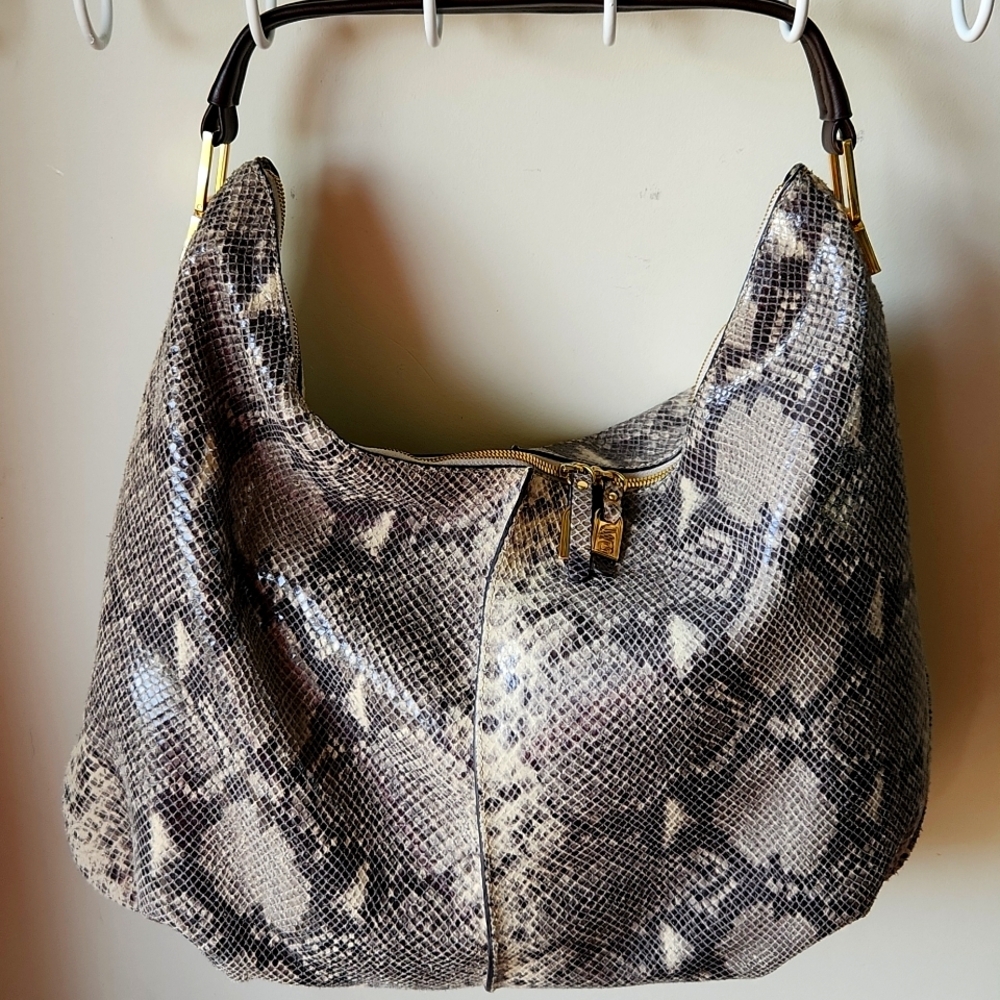 Gilli Snakeskin Hobo Bag - Black and Cream